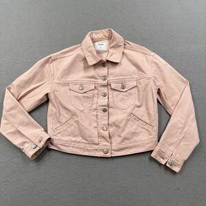 Old Navy Jacket Women's XS Pink Denim Cropped Button Down Boxy Trucker